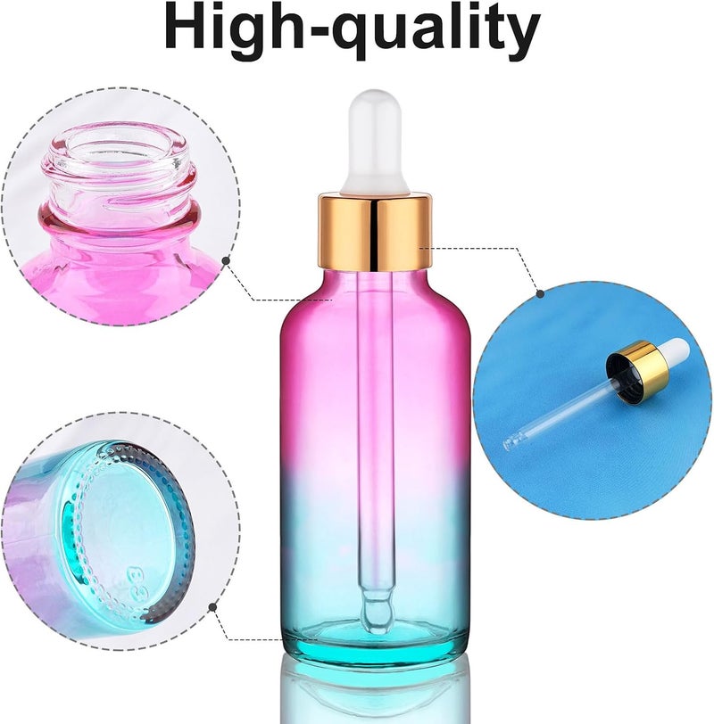 Hethyo 4 pack 4 oz Glass Dropper Bottle with Extra 2 Eye Dropper,30ml Rainbow Colored Thick Glass Tincture Bottles,Leakproof Travel Essential Oils Bottles (4 OZ) - Image 2